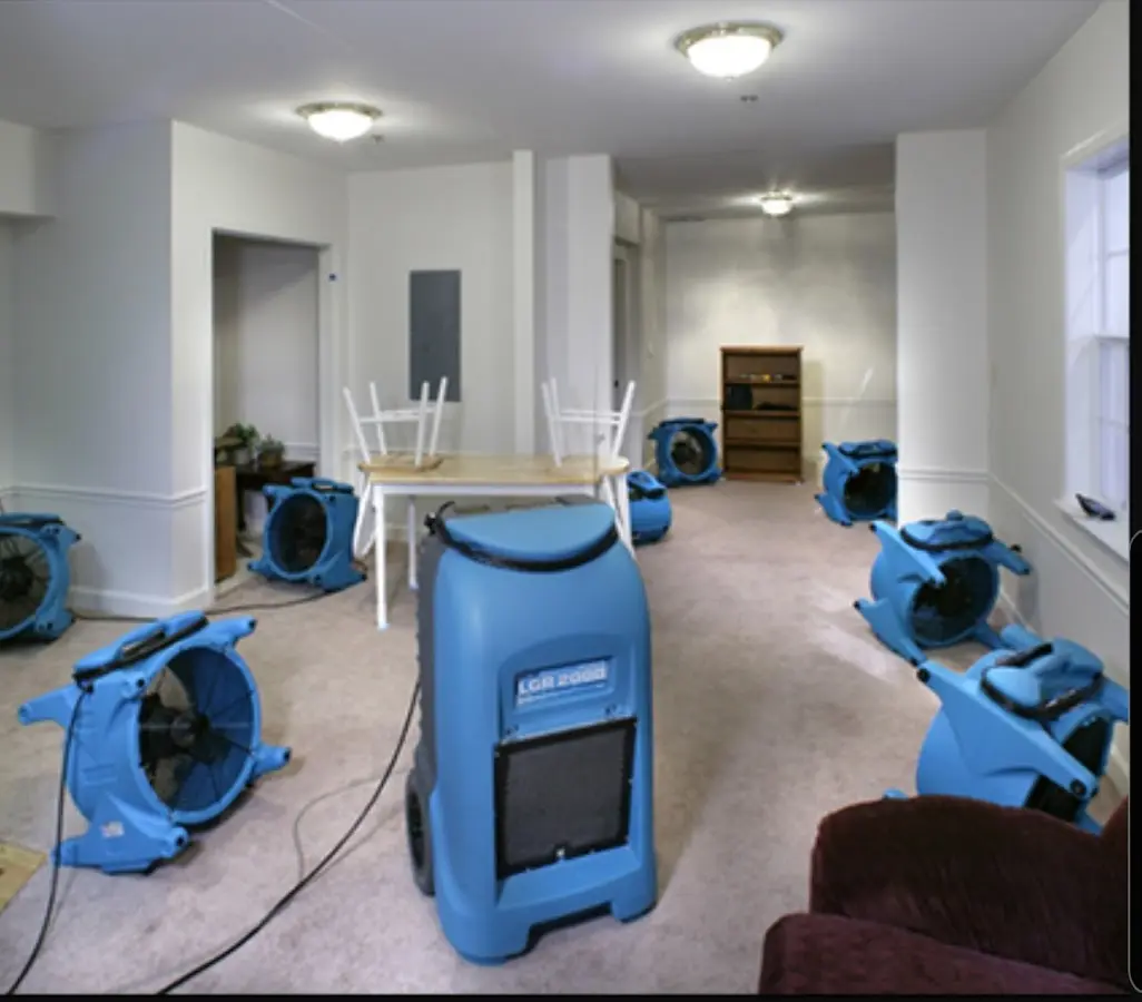 Air movers and dehumidifier setup for Water Damage Restoration in Twin Falls